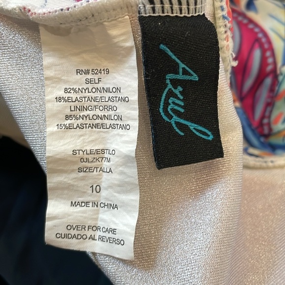 Azul by Maxine of Hollywood Tropical Floral Swim Dress Sz 10 One Piece Swimsuit - Picture 11 of 11